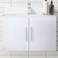 Lexora Home Geneva 30" Single Bathroom Vanity in Glossy White with 2 cm White Quartz Top and Rectangular Sink, , large