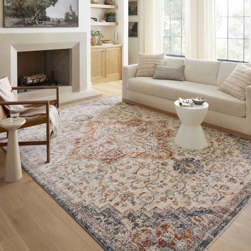 Loloi II Sorrento 5&#39;3&quot; x 7&#39;6&quot; Ivory and Fiesta Area Rug, , large