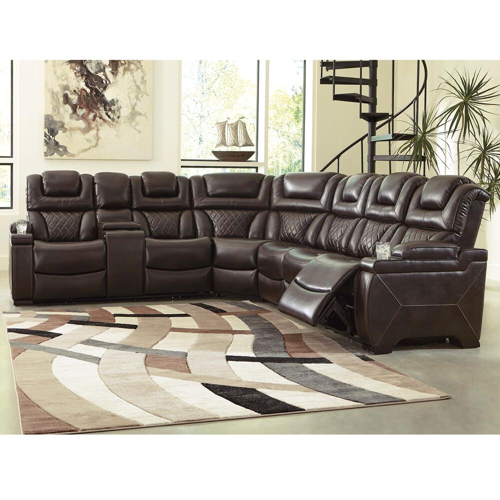 Signature Design by Ashley Warnerton 3-Piece Power Sectional in Chocolate, , large
