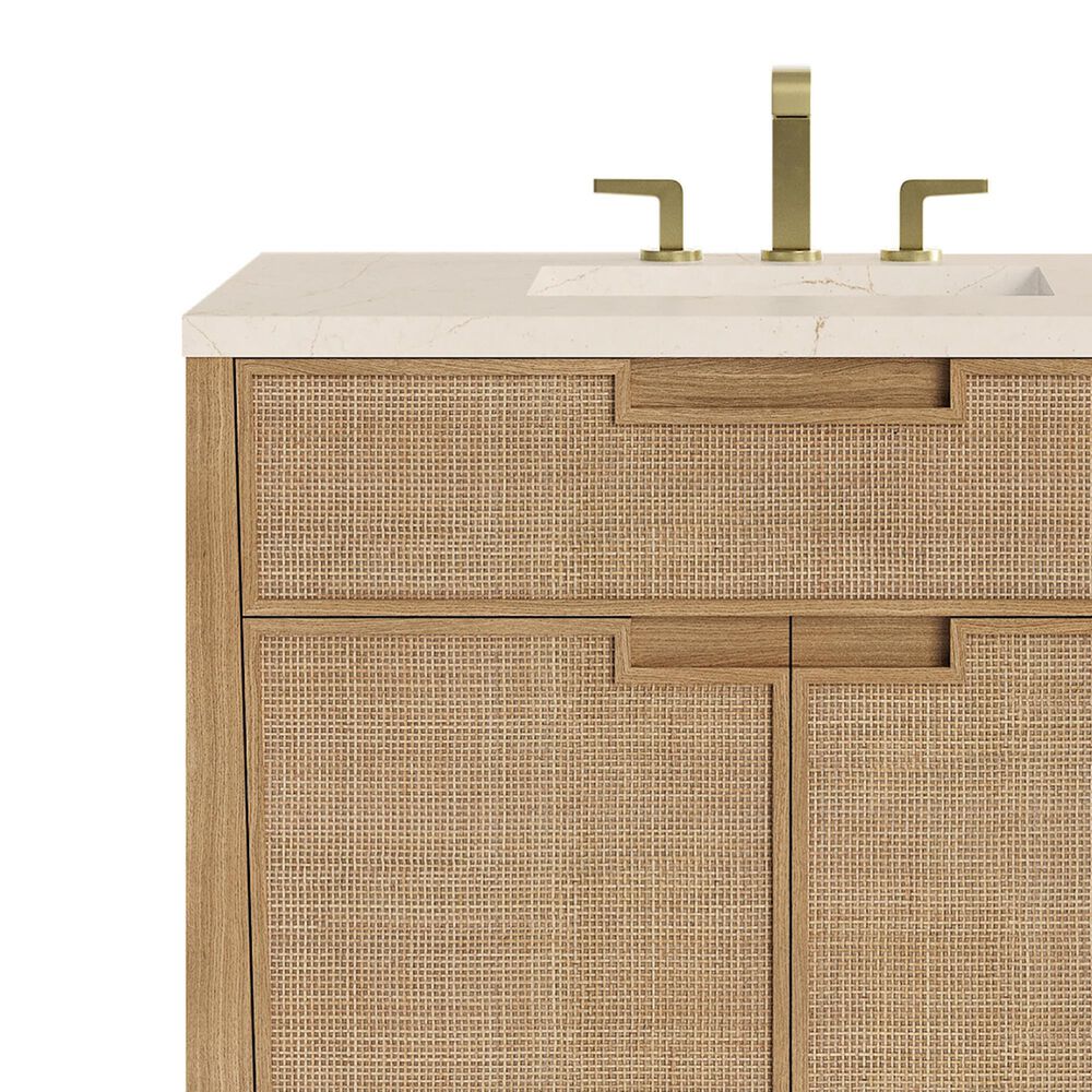 James Martin Vanities Solene 36&quot; Single Bathroom Vanity in Seaside Oak with 3 cm Eternal Marfil Quartz Top and Rectangular Sink, , large