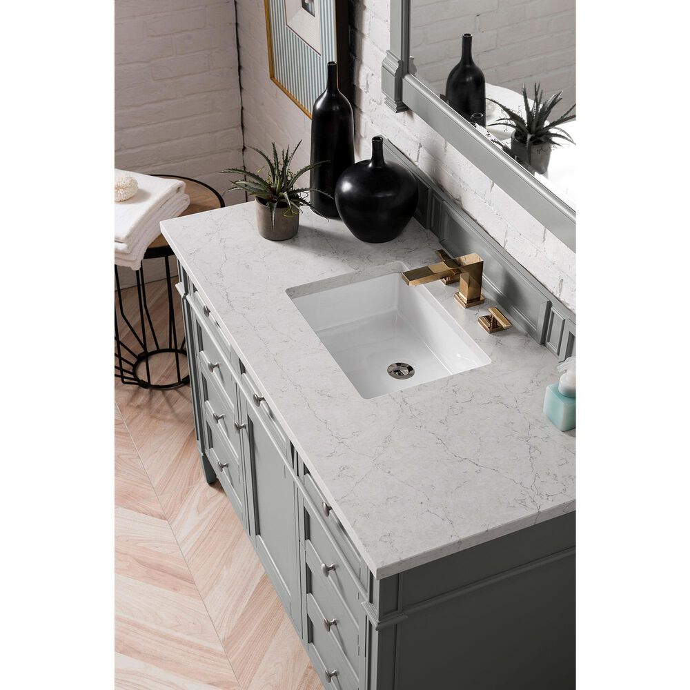 James Martin Vanities Brittany 48" Single Bathroom Vanity in Urban Gray with 3 cm Eternal Jasmine Pearl Quartz Top and Rectangle Sink, , large