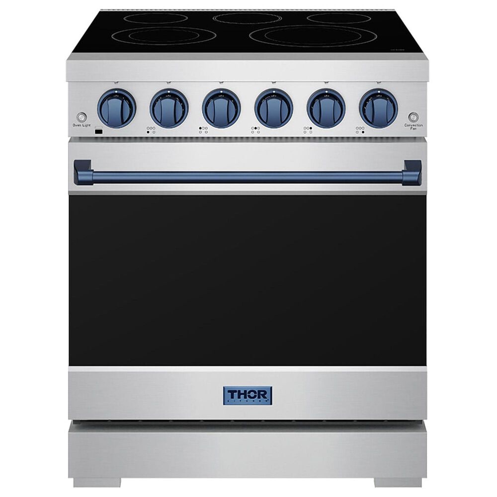 Thor Kitchen Gordon Ramsay 30" Professional Electric Range with Navy Blue Handle Kit in Stainless Steel, , large