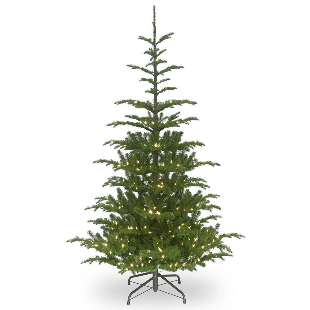National Tree 7.5" Feel Real Norwegian Spruce Hinged Tree with 750 White Lights, , large