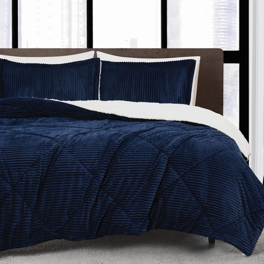Pem America Corduroy 3-Piece Full/Queen Comforter Set in Blue, , large
