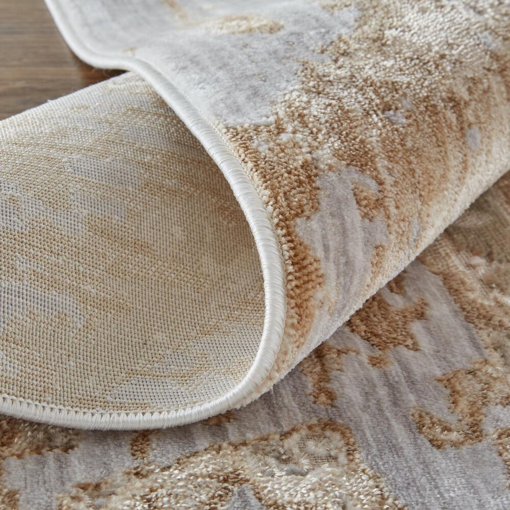 Feizy Laina Abstract 3&#39; x 8&#39; Beige and Gray Runner, , large
