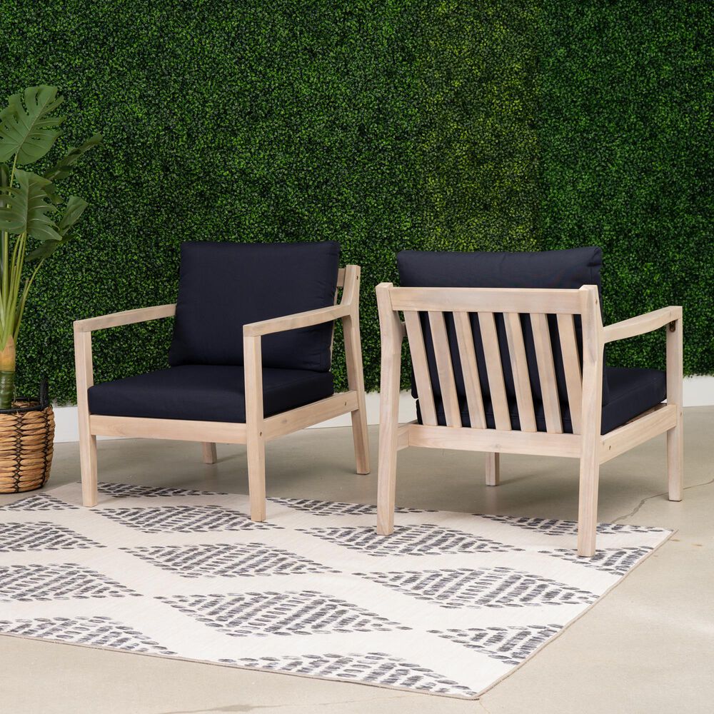 Linon Home Decor Teagon Patio Arm Chair in Navy (Set of 2), , large