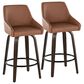 LumiSource Hannah Swivel Counter Stool with Camel Faux Leather Upholstery in Walnut and Black (Set of 2), , large