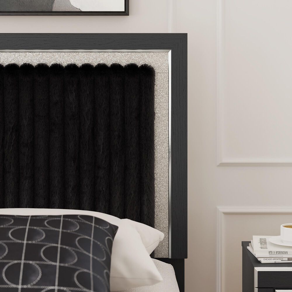 Ashley Zuraleus Queen Upholstered Panel Storage Bed with Two Nightstands in Matte Black, , large