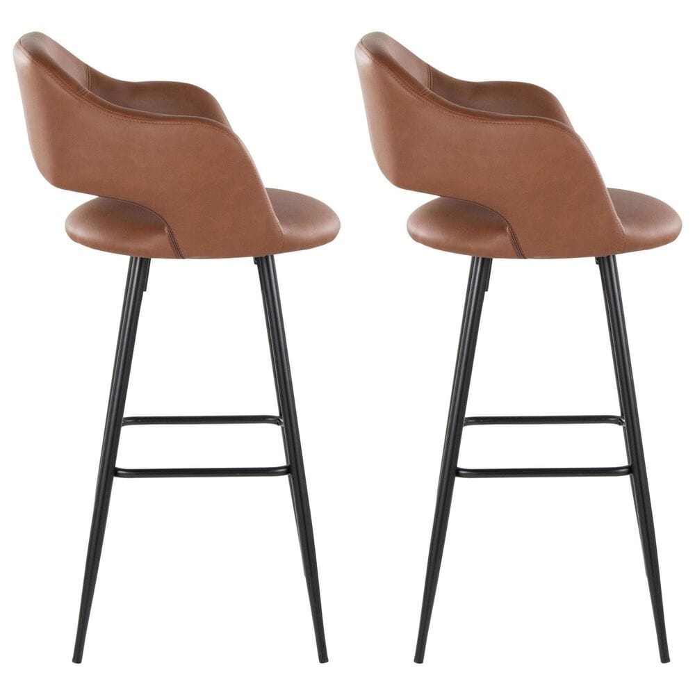 Lumisource Margarite Barstool with Brown Cushion in Black &#40;Set of 2&#41;, , large