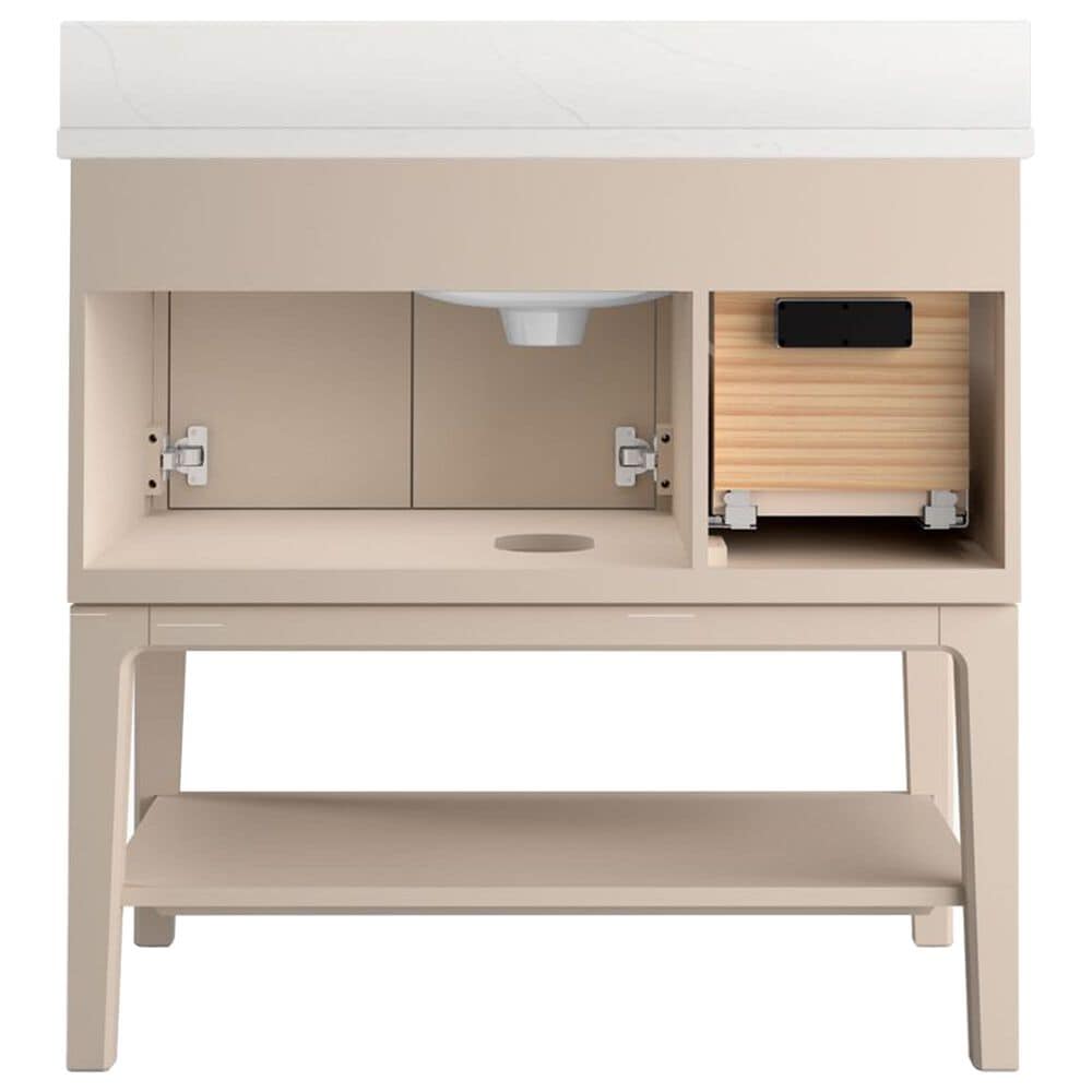 Kohler Seagrove 36" Single Bathroom Vanity in Light Clay with 3 cm White Quartz Top and Rectangular Sink, , large