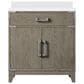 Lexora Home Laurel 30" Single Bathroom Vanity in Grey Oak with White Quartz Top and Rectangular Sink, , large