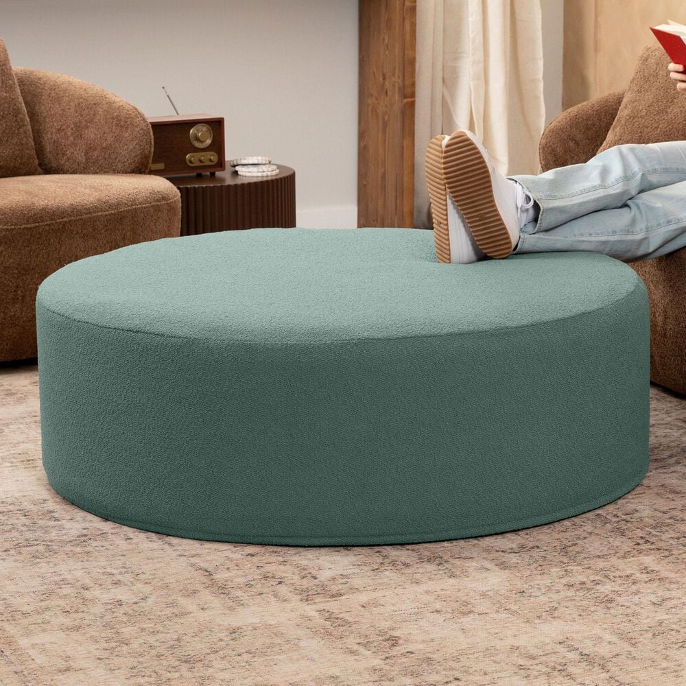 Jaxx Candler Round Ottoman in Green, , large
