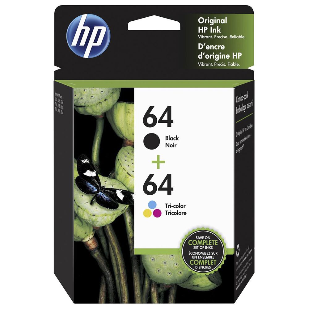 HP 64 Black + Tri-Color Combo Pack, , large