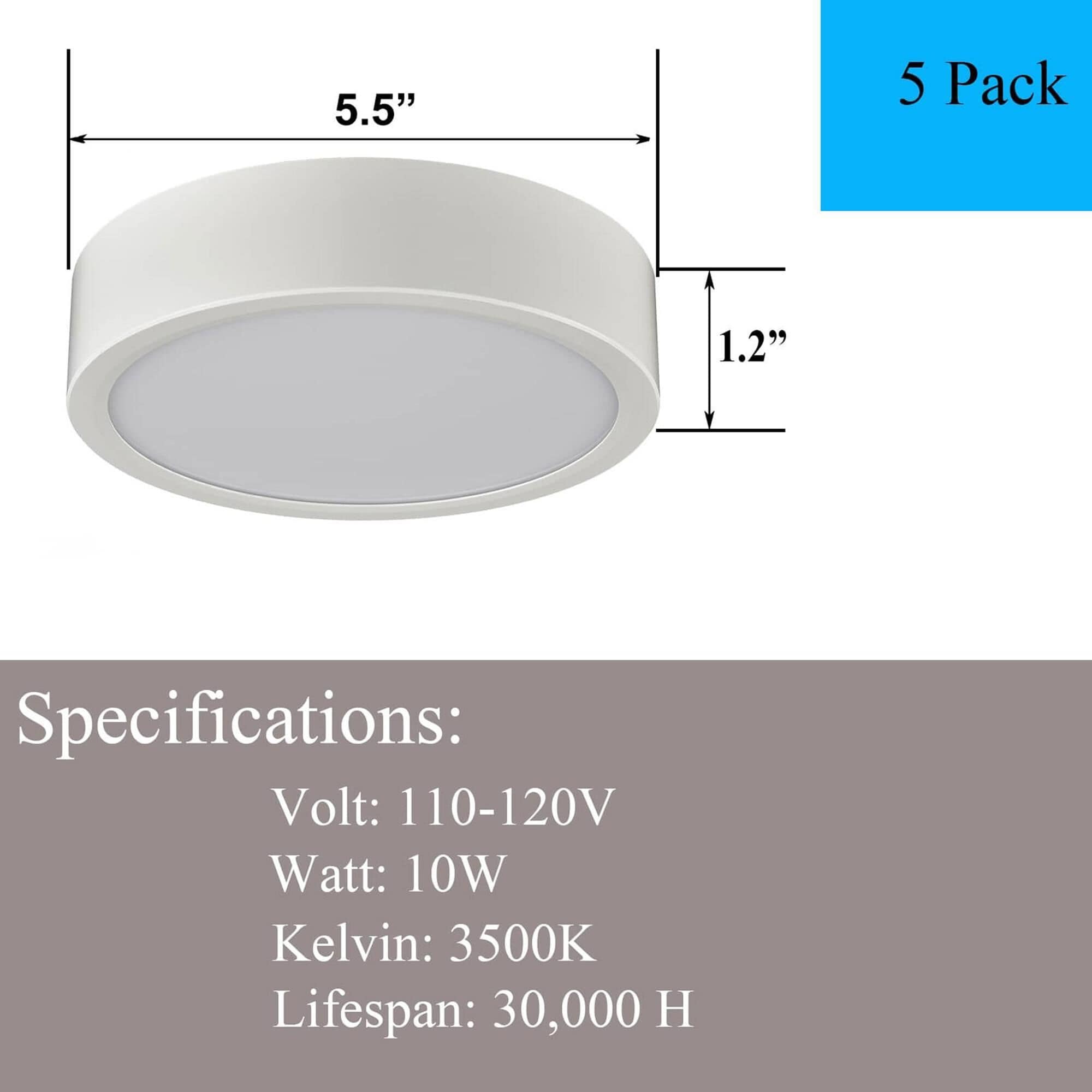 Claxy LED Recessed Lighting Dimmable Downlight in Bright White Set of 5 NFM