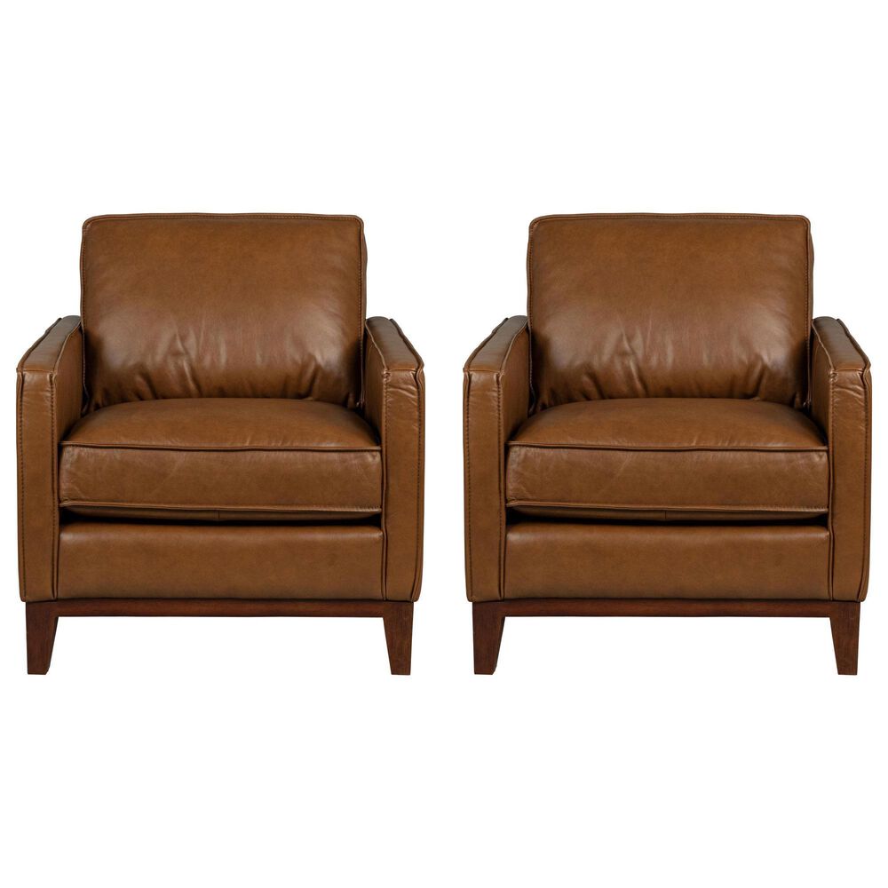 Italiano Furniture Weston Leather Chair in Highland Brown (Set of 2), , large