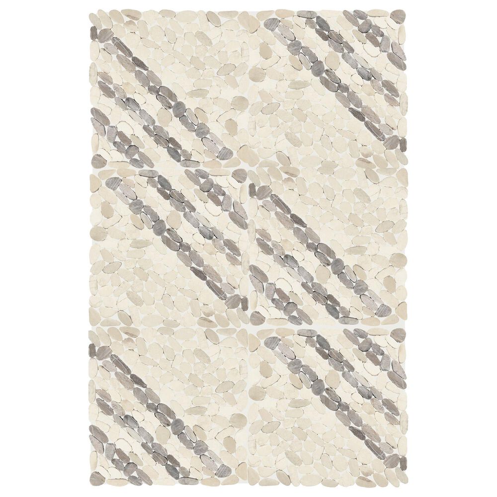 Dal-Tile Pebble Oasis Seashell 12" x 12" Striped Natural Stone Mosaic Sheet, , large