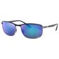 Ray-Ban Chromance Sunglasses with Grey and Blue Lenses in Matte Blue On Gunmetal, , large
