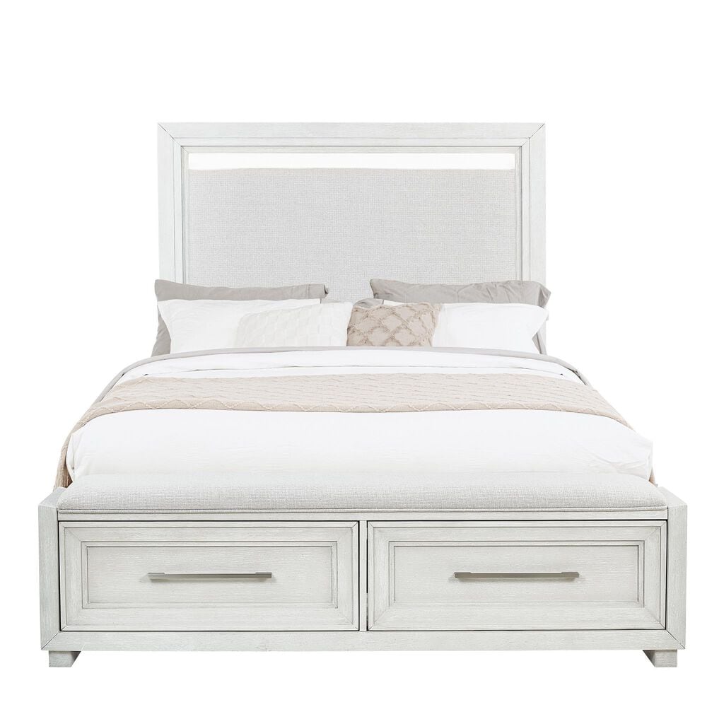 Sasha Lee Queen Storage Bed in Brushed White, , large