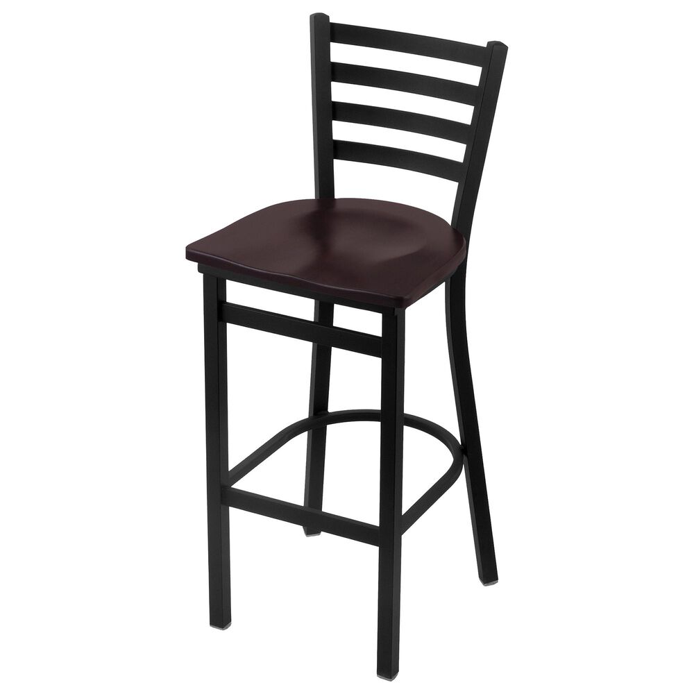 Holland Bar Stool 400 25" Stationary Counter Stool with Black Wrinkle and Dark Cherry Maple Seat, , large