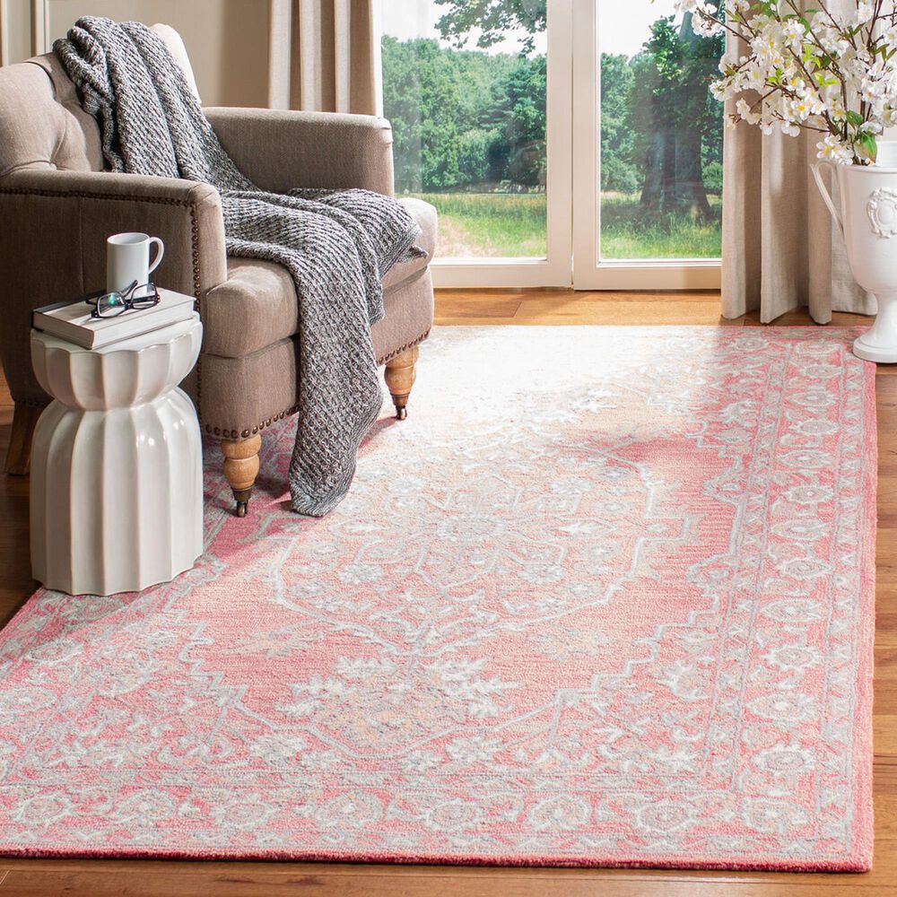 Safavieh Micro-Loop Oriental 5&#39; x 8&#39; Pink and Ivory Area Rug, , large