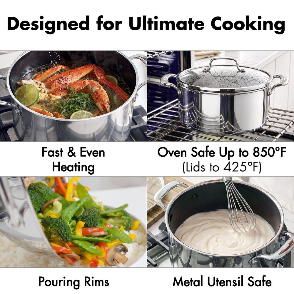 Green Pan Trident Hybrid Nonstick Stockpot with Lid in Stainless Steel, , large