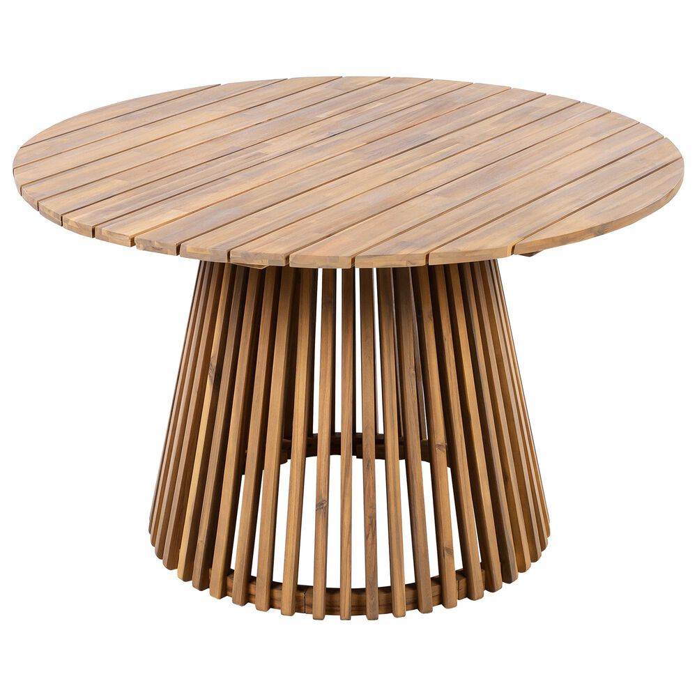 Hearth and Haven 5-Piece Outdoor Dining Set with Cream Cushion in Light Teak, , large