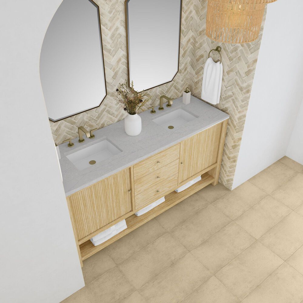 James Martin Vanities Marigot 72" Double Bathroom Vanity in Sunwashed Oak with 3 cm Eternal Jasmine Pearl Quartz Top, Rectangular Sinks and FreePower Wireless Charger, , large