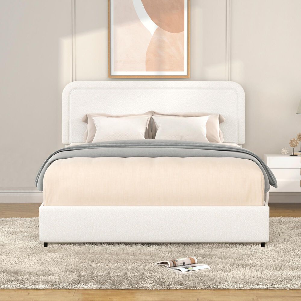 Hearth and Haven Liv Queen Storage Platform Bed in Ivory, , large