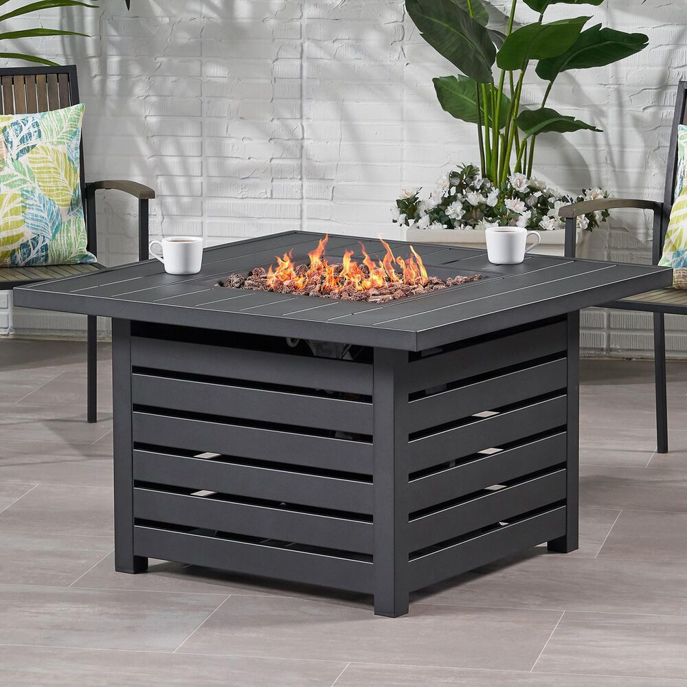 Noble House Rene Square Liquid Propane Fire Pit in Black, , large