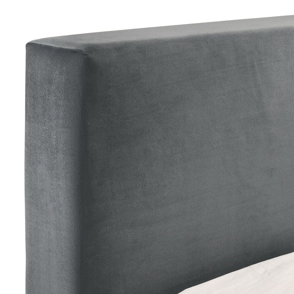 Mayberry Hill Brookhaven Upholstered Twin Panel Platform Bed in Gray, , large