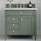 James Martin Vanities Brittany 36" Single Bathroom Vanity in Smokey Celadon with 3 cm Carrara White Marble Top and Rectangular Sink, , large