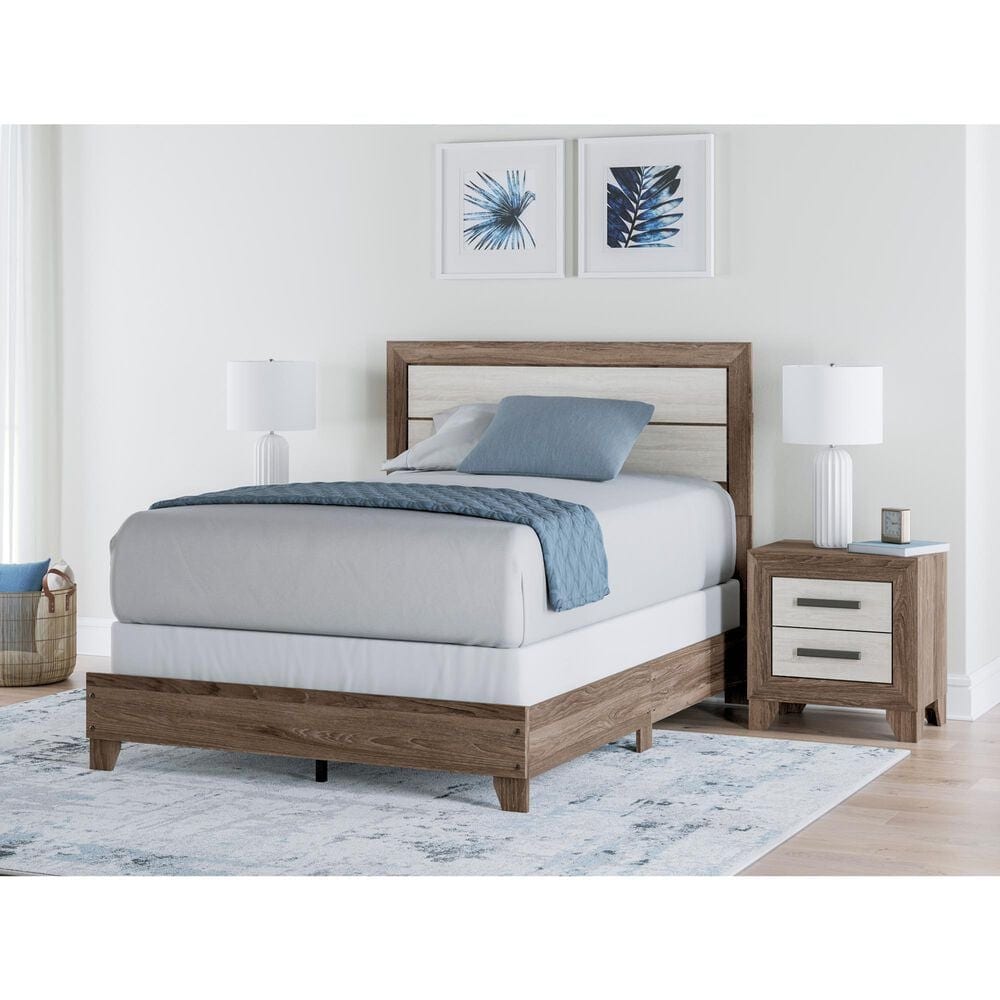 Ashley Sharnari 2-Drawer Nightstand in Warm Gray, Brown and Antique White, , large