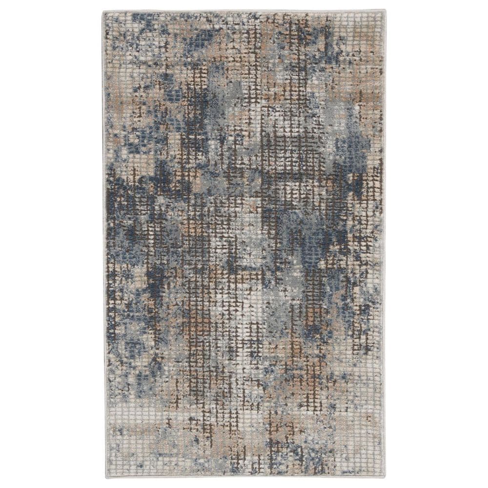 Nourison Quarry Abstract 2"2" x 3"9" Blue and Beige Area Rug, , large
