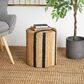 Maple and Jade Banana Leaf Drum Linear Wrapped End Table in Brown and Navy Blue, , large