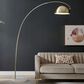 Lite Source Arch Floor Lamp with Marble Base in Antique Brass and White, , large
