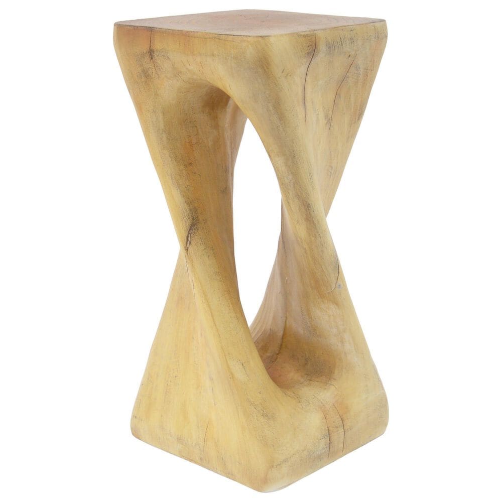 Hearth and Haven Outdoor End Table with Twist Design in Natural, , large