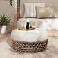 Hearth and Haven Willow 25" Round Patio Ottoman with Golden Brown Wicker Frame in Beige, , large