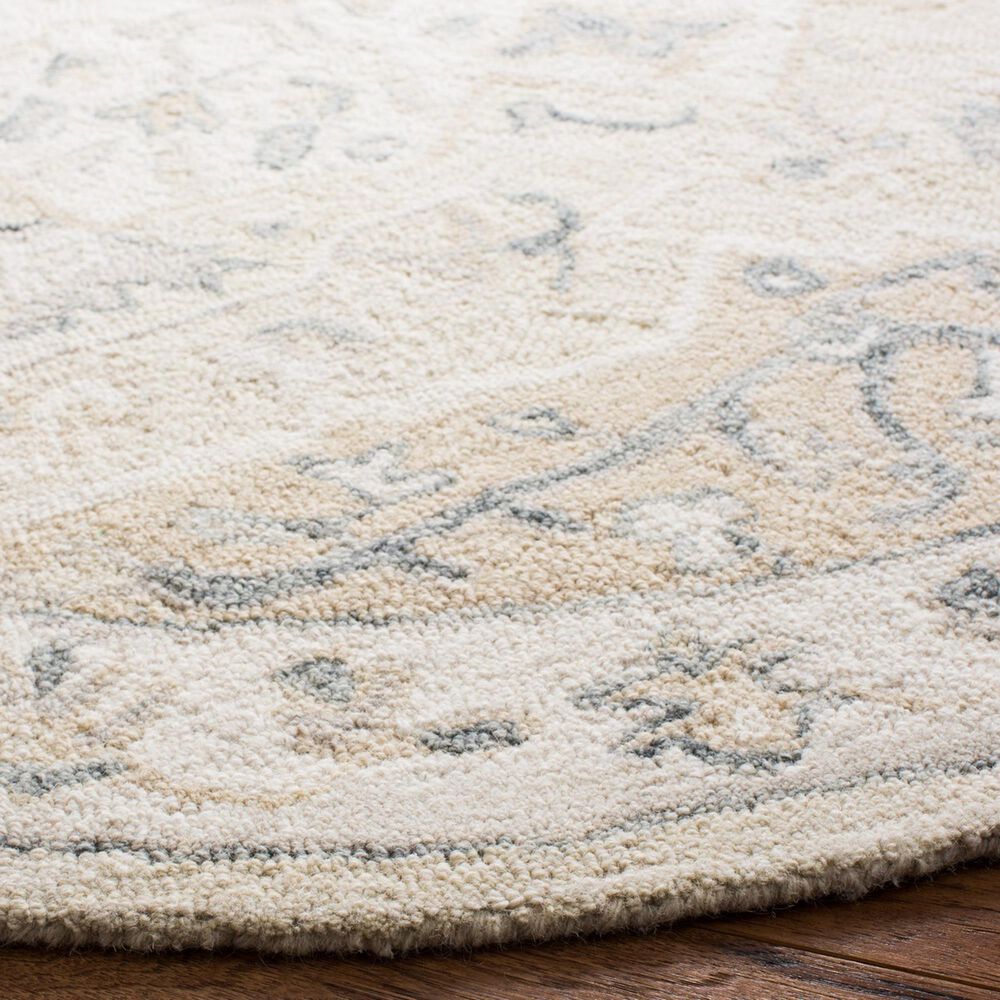 Safavieh Micro-Loop Oriental 7&#39; Round Beige and Ivory Area Rug, , large