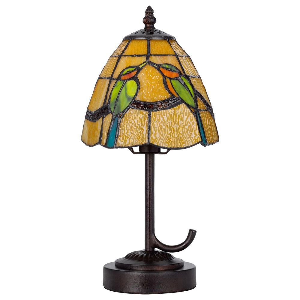 Cal Lighting 13" Tiffany Accent Lamp with Green and Cream Shade in Dark Bronze, , large