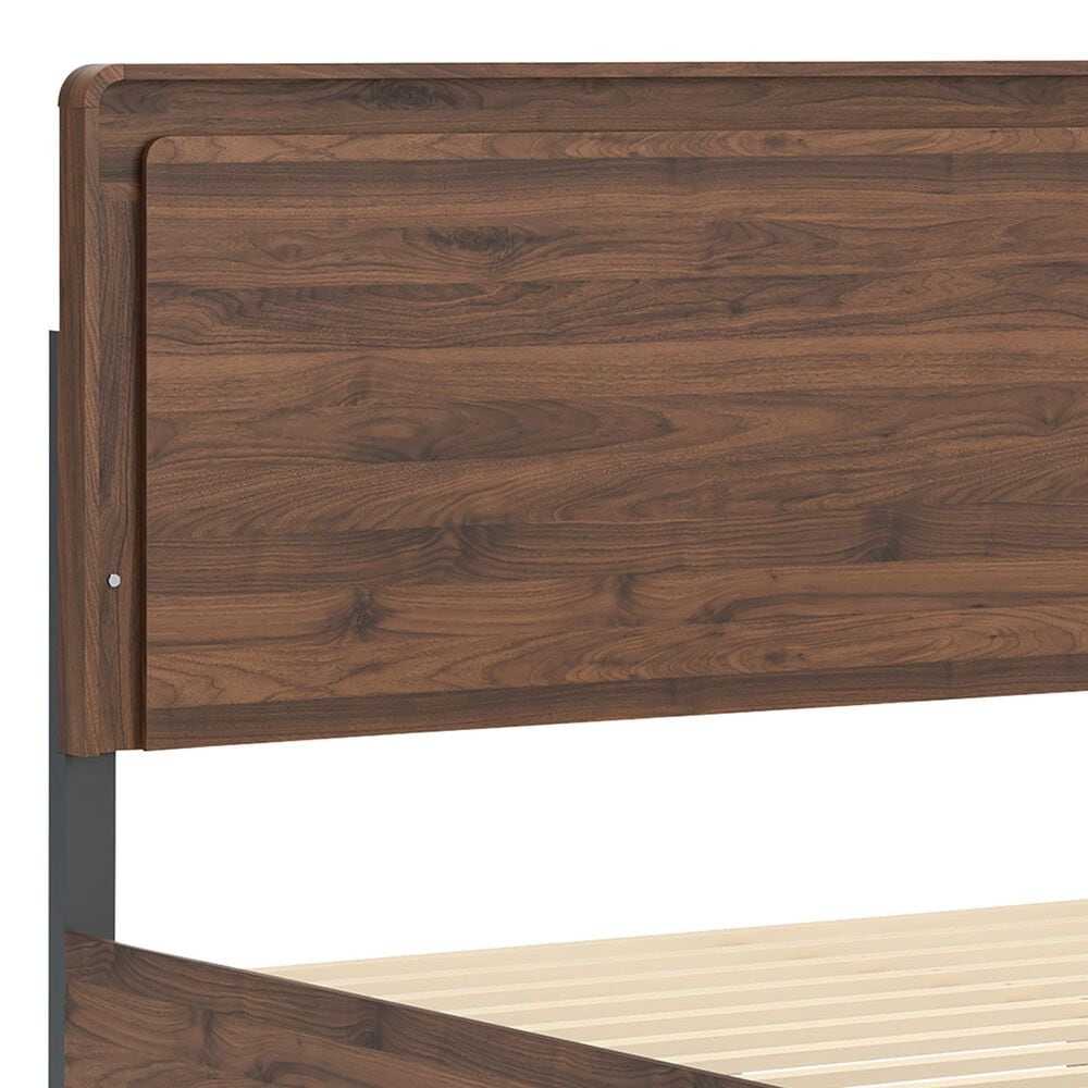 Ashley Fortlorn Queen Platform Bed in Walnut Brown with LED Light, , large