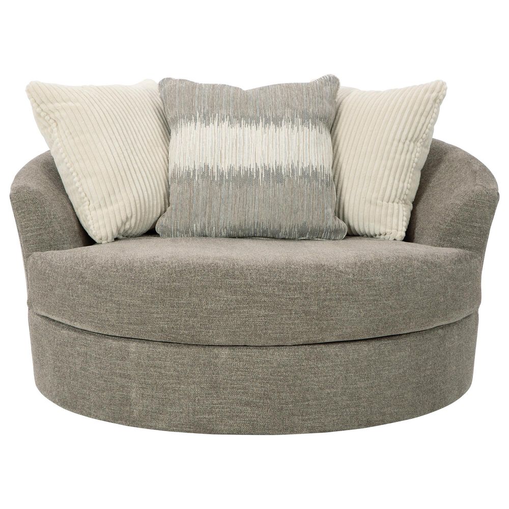 Ashley Creswell Oversized Swivel Accent Chair in Stone, , large
