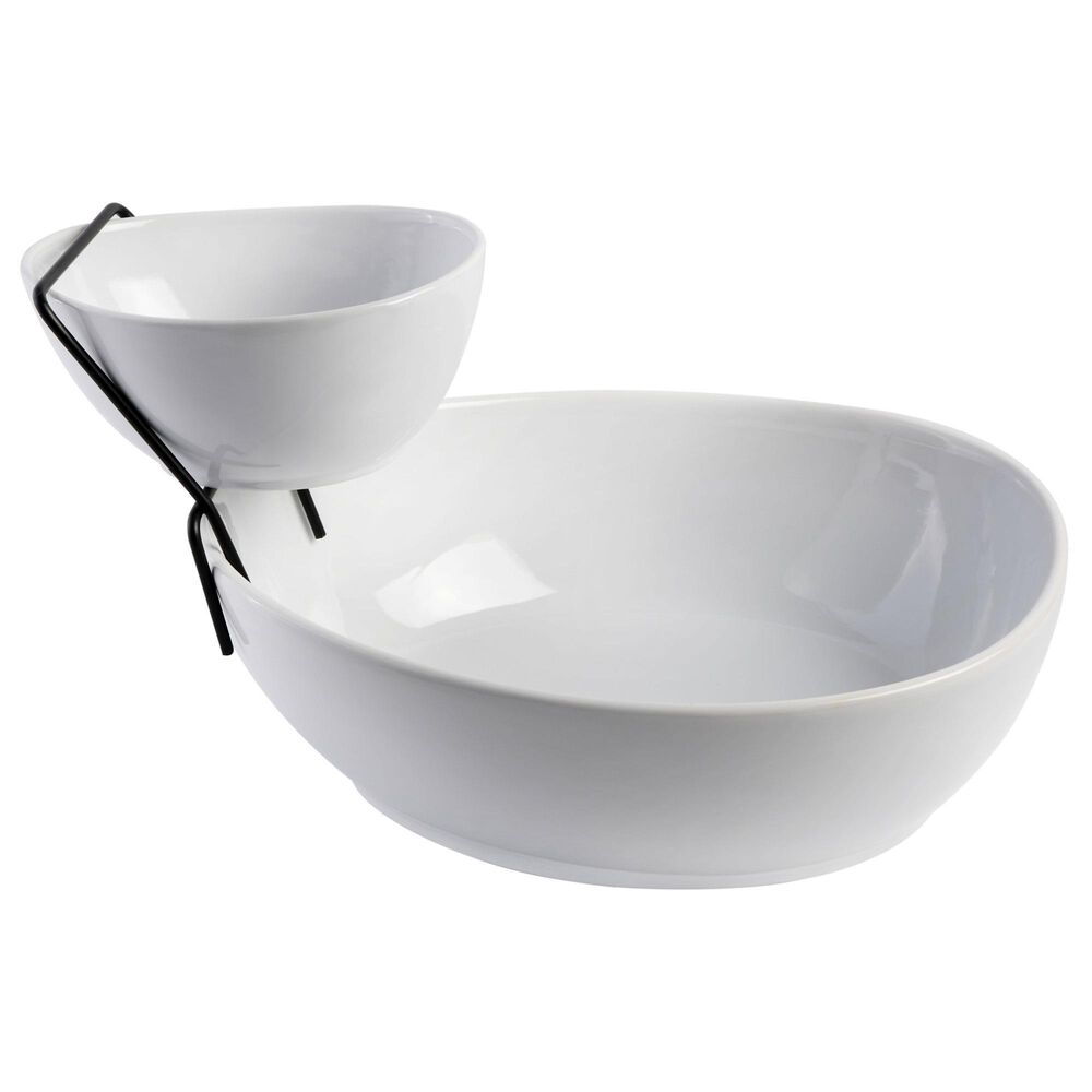 Gibson Home Gracious Dining 2-Tier Chip and Dip Server Set in White, , large