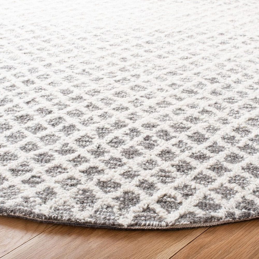 Safavieh Micro-Loop MLP353F 5&#39; Round Gray and Ivory Area Rug, , large