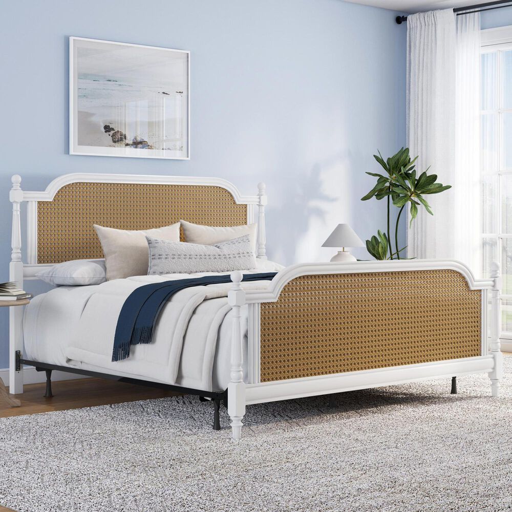 Richlands Furniture Melanie King Poster Panel Wood Bed in White, , large