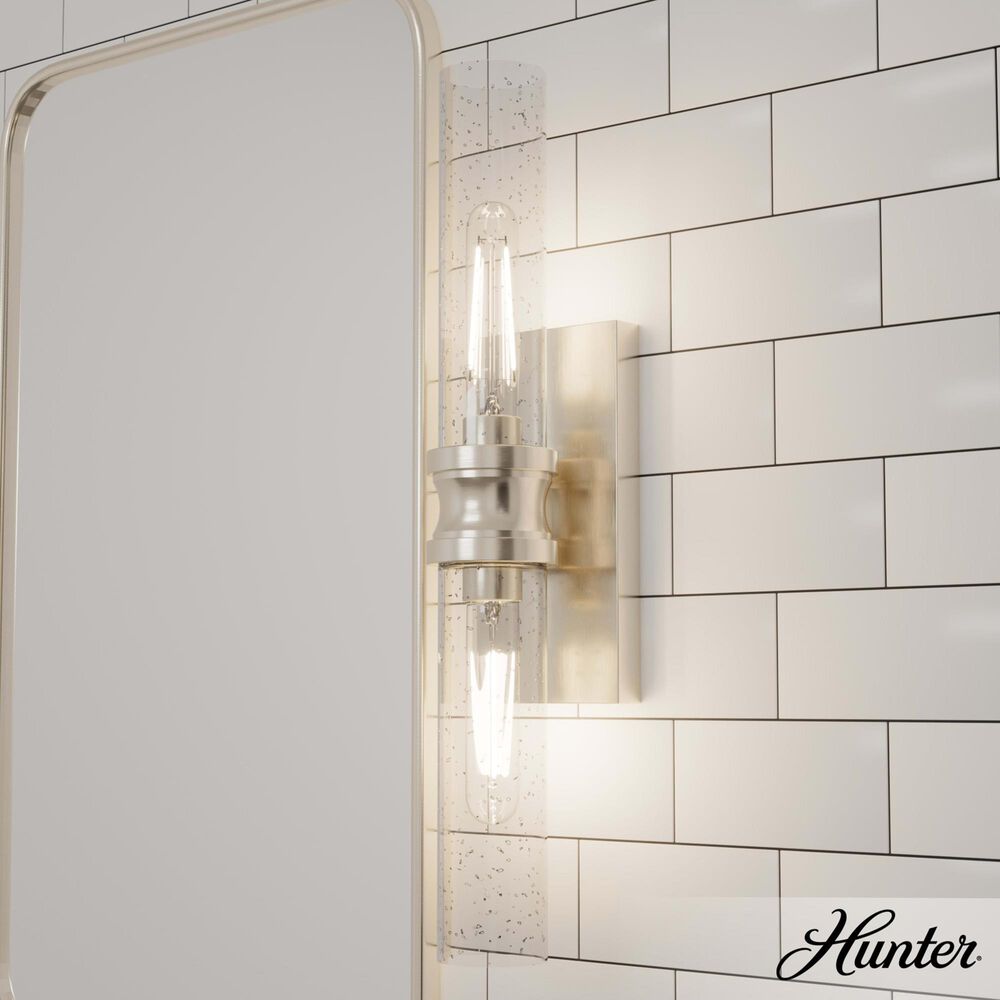 Hunter Lenlock 22&quot; 2-Light Vanity with Seeded Shade in Brushed Nickel, , large