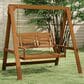 HOMLUX 2-Seat Outdoor Porch Swing Bench Meranti Wood Chair with Stand in Teak Oil, , large