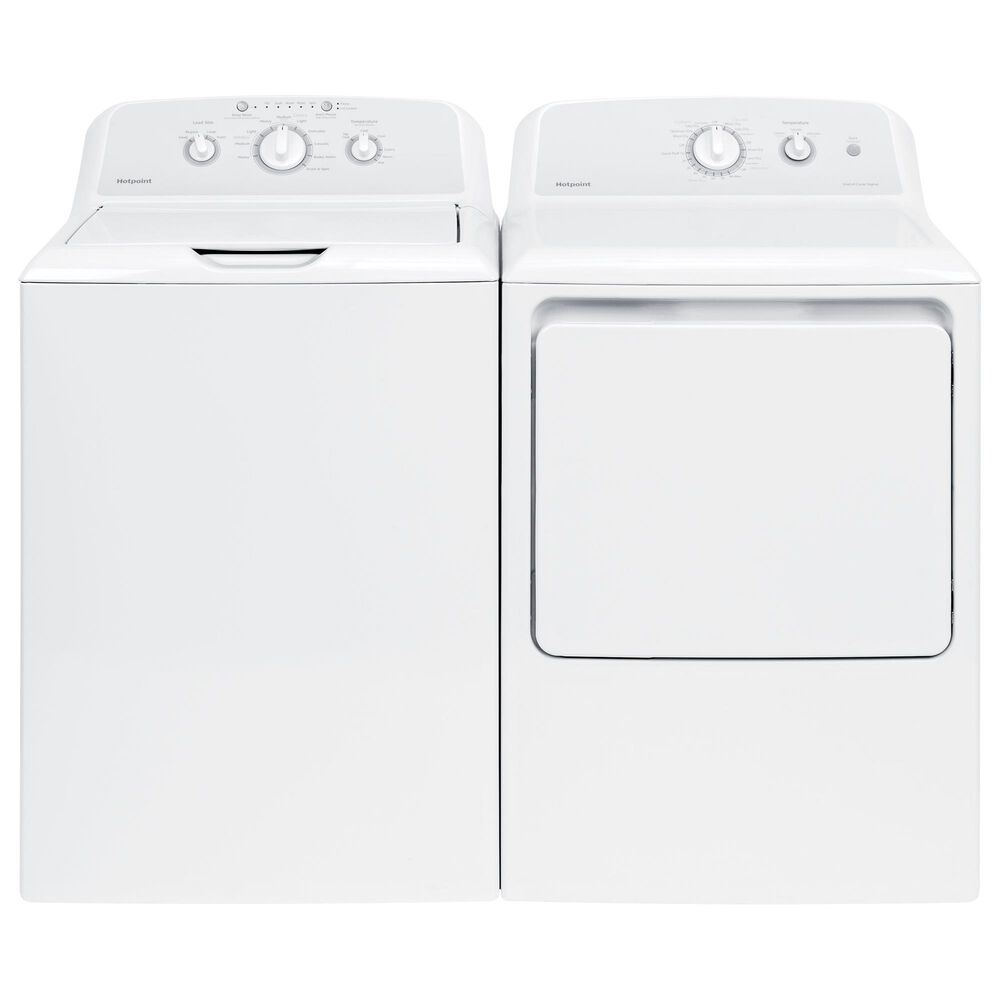 Hotpoint 3.8 Cu. Ft. Top Load Washer and 6.2 Cu. Ft. Gas Dryer Laundry Pair in White, , large