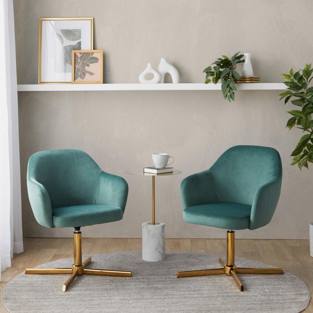 Lumisource Buena Swivel Accent Chair in Green, , large