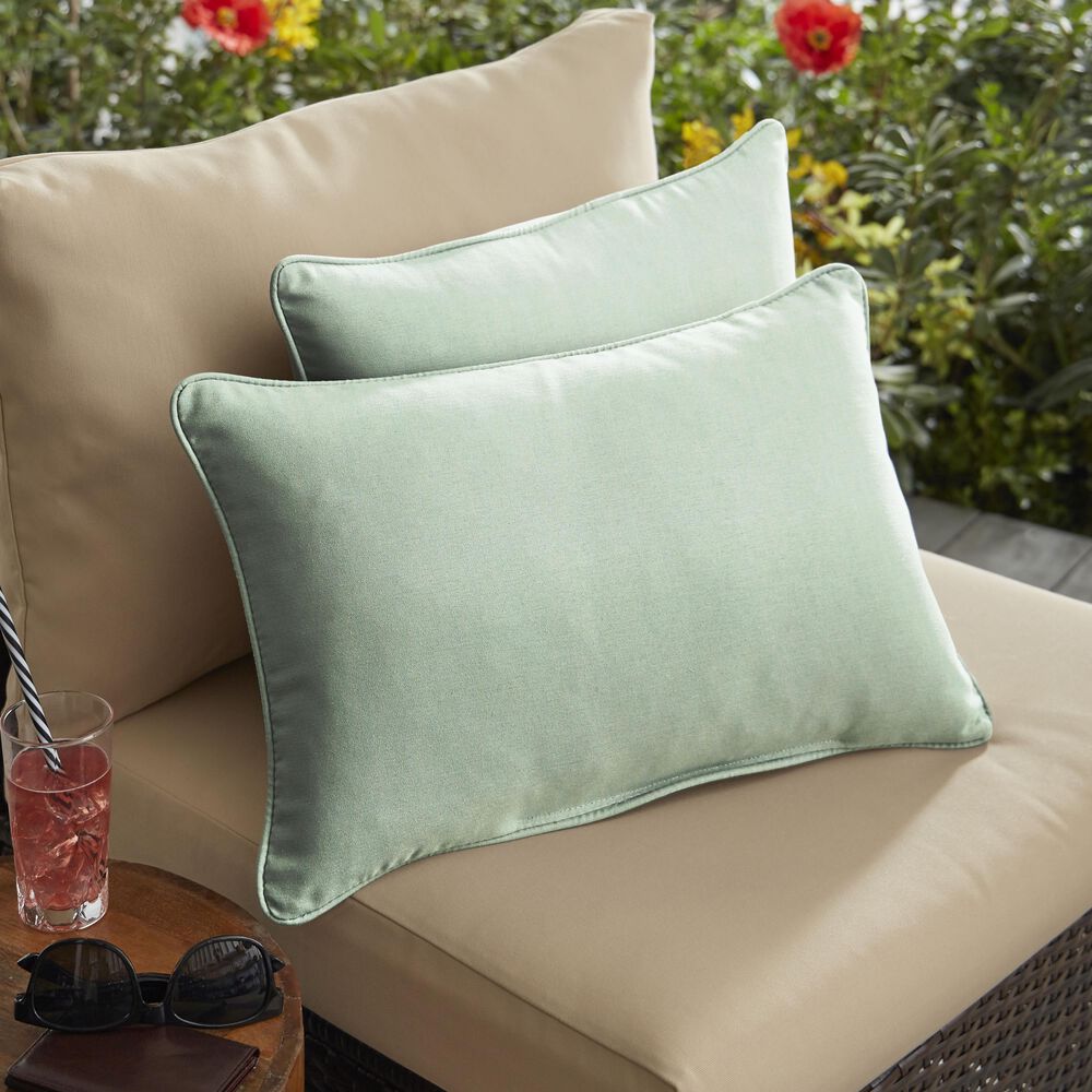 Sorra Home Sunbrella 12" x 24" Pillow in Canvas Spa (Set of 2), , large