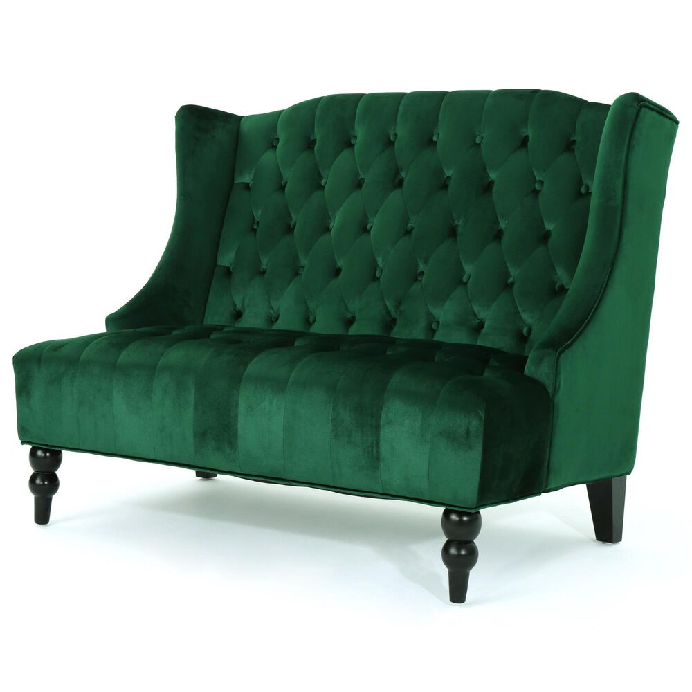 Noble House Leora Stationary Loveseat in Emerald Velvet, , large